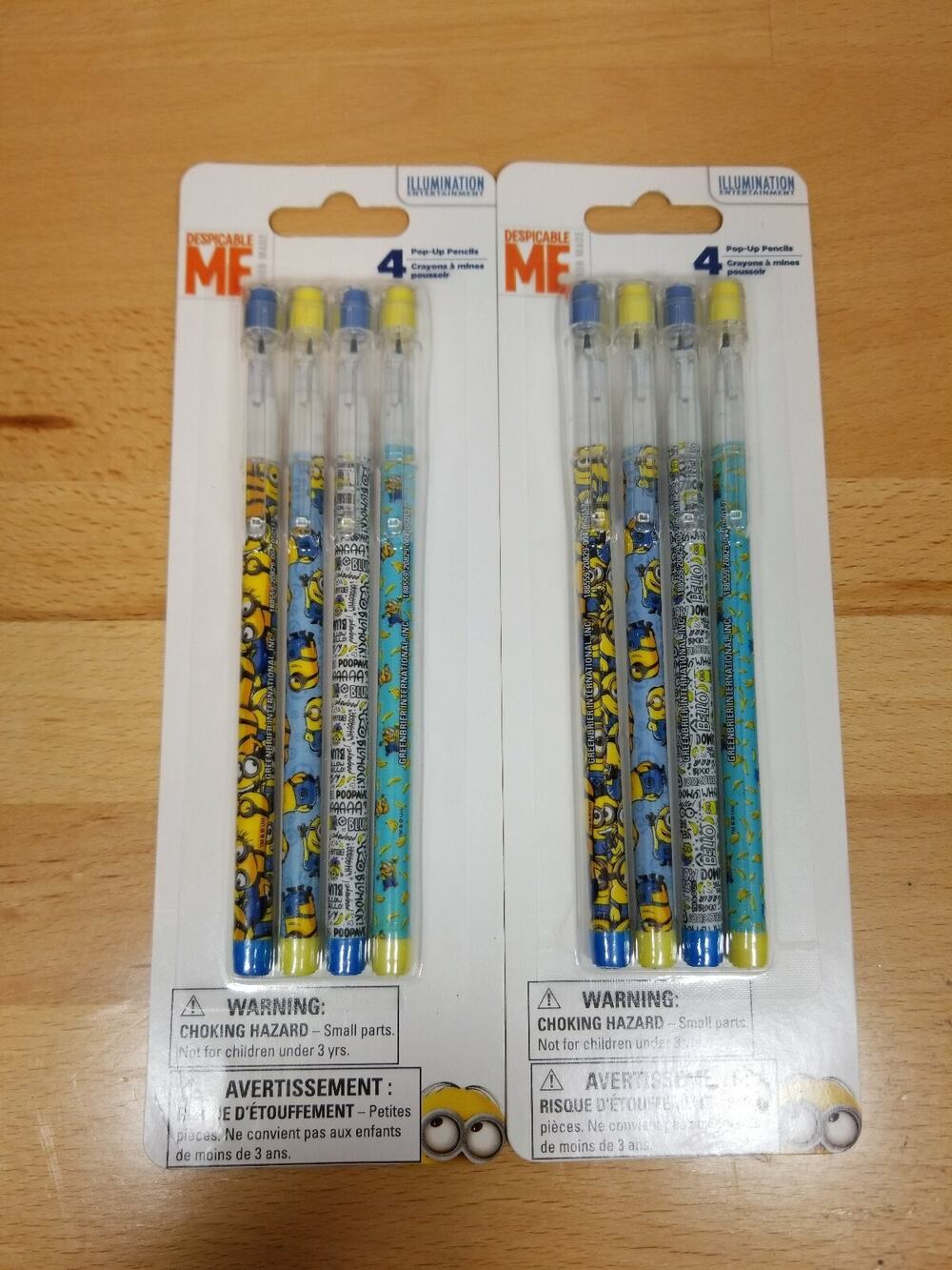 Despicable Me Minions Pencil Party Favors Birthday Goody Bag 2 packs of 4 each